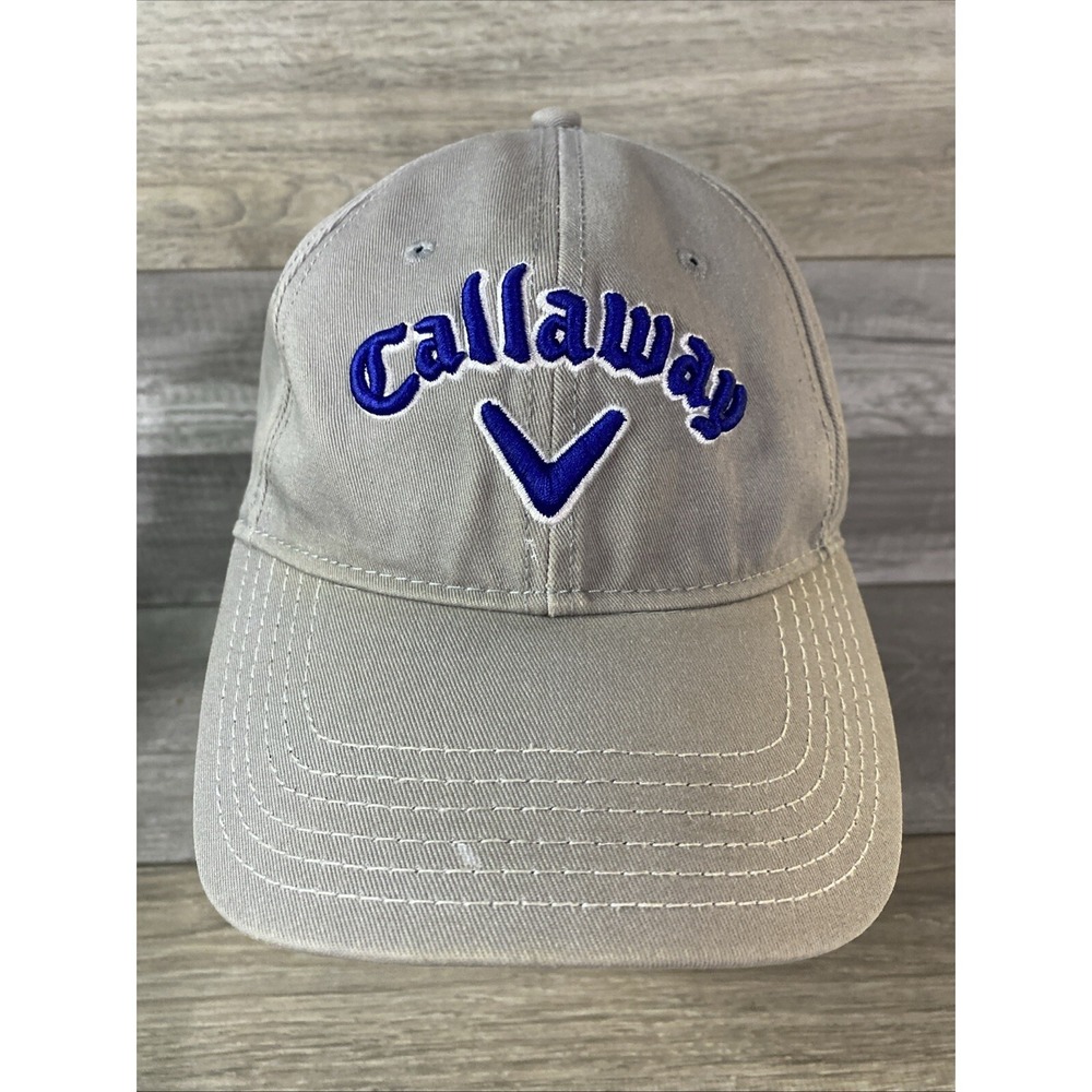 Callaway Golf Hat Mens‎ Gray Blue Embroidered Logo Adjustable Strapback Cap (BD)